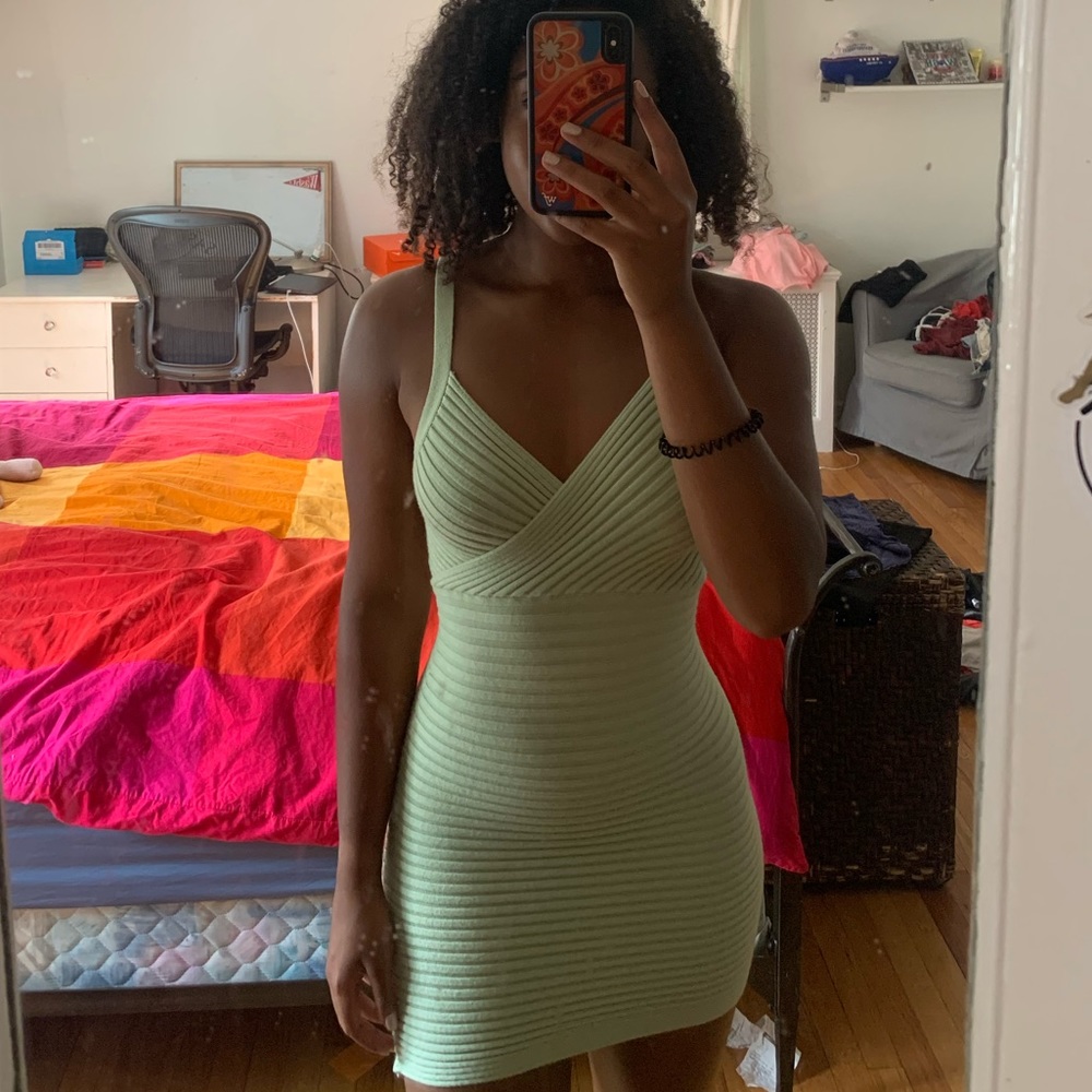 Princess Polly Green Ribbed Dress